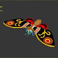 Vibrant Character Moth Creature With Red Striped Body And Yellow Eye Patterned Wings