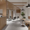 Modern Hair Salon Interior With Stylish Chairs Mirrors Green Plant And Wooden Decor Lighting