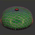 Green Hemispherical Equipment With Hexagonal Honeycomb Surface Red Button And Red Edge