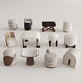 Stylish Modern Sofa Stools With Various Designs And Neutral Colors 3d model