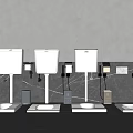 Modern White Squat Toilets With Water Tanks On Gray Wall Interior Design