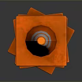 Stack of Orange Pallets Supporting Orange Traffic Cone With Reflective Stripes