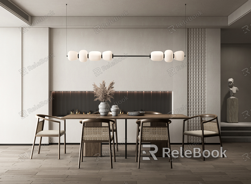 Quiet Restaurant Table and Chair Chandelier model