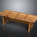 Rustic Solid Wood Dining Table With Plank Top And Sturdy Wooden Legs
