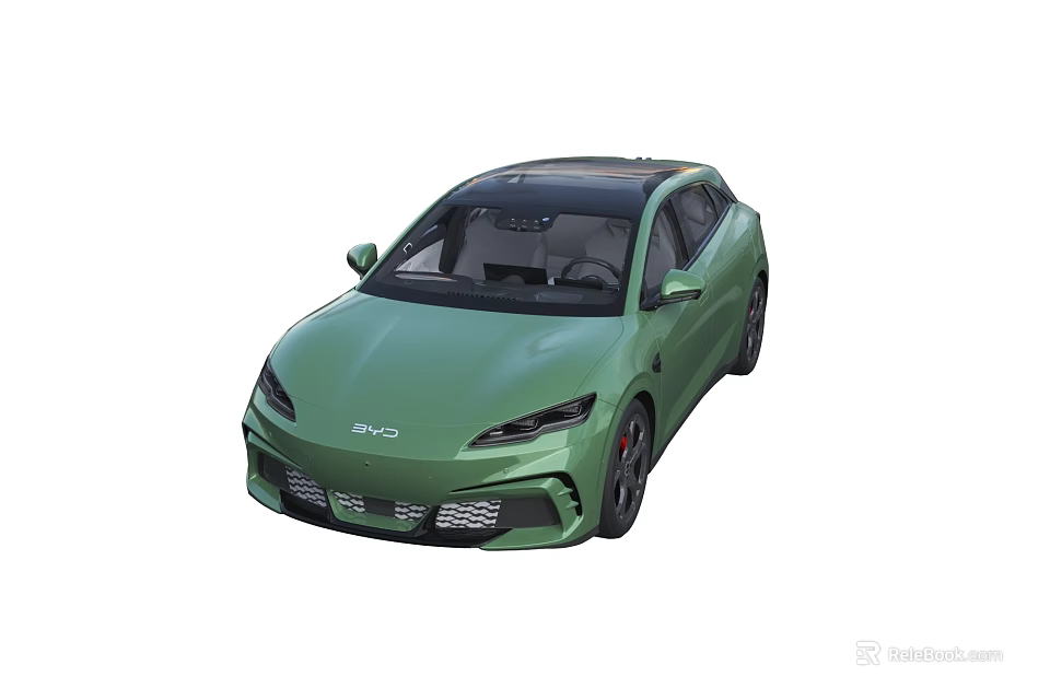 MG Green Sporty Compact Car With Black Roof And Modern Front Grille 3d model 