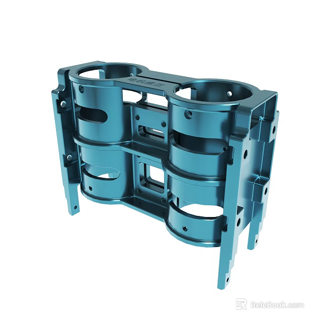 Durable Blue Metal Industrial Bracket With Circular Holes And Connecting Structures 3d model 