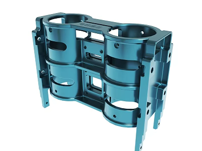 Durable Blue Metal Industrial Bracket With Circular Holes And Connecting Structures 3d model