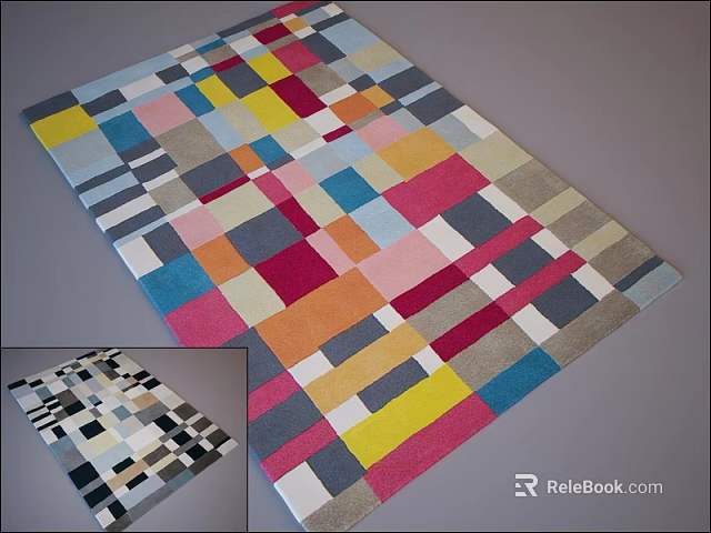 Colorful Square Rug With Vibrant Geometric Patterns And Modern Design 3d model 