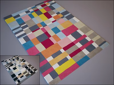 Colorful Square Rug With Vibrant Geometric Patterns And Modern Design 3d model