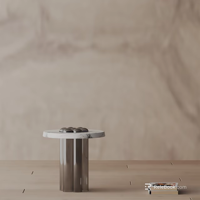 Modern Minimalist Side Table with Marble Top and Metal Base for Living Room Decor 3d model 
