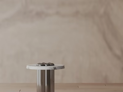 Modern Minimalist Side Table with Marble Top and Metal Base for Living Room Decor 3d model