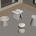 Modern White Stools With Various Designs In Cozy Interior Setting On Carpet