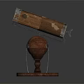 Vintage Telescope Mounted On Globe Stand With Wooden Base And Metal Frame