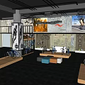Bicycle Store Interior Featuring Displayed Bikes Racks Hanging Lights And Brand Posters 3d model
