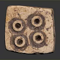 Decorative Cube Shaped Household Ornament With Circular Holes And Beige Brown Texture