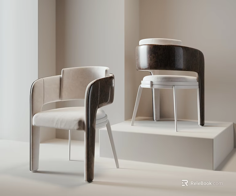 Elegant Modern Single Chair With Curved Armrests Upholstered Seat And Metal Legs Design 3d model 
