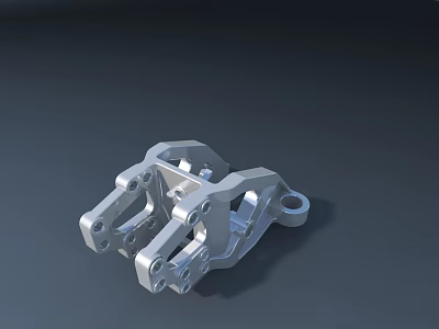 Silver Metal Mechanical Connector Bracket With Multiple Holes And Bolt Structure On Dark Background 3d model