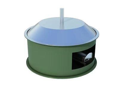 Green Cylindrical Industrial Equipment With Silver Dome Top And Side Opening 3d model