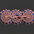 Elegant Pink Peacock Design Jewelry with Blue Accents and Filigree Spherical Details