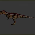Detailed Realistic 3D Rendered Dinosaur With Red Brown Striped Skin In Lifelike Standing Pose