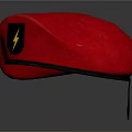 Red Beret With Black Shield Emblem And Yellow Lightning Bolt Design 3d model