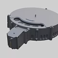 Gray Circular Military Weapon Mechanical Component With Perforated Edges And Mounting Base 3d model