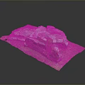 Realistic 3D Model Of Gray Rocks With Green Moss On Green Grass