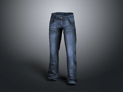 Classic Dark Blue Straight Leg Jeans With Front Pockets For Casual Fashion 3d model