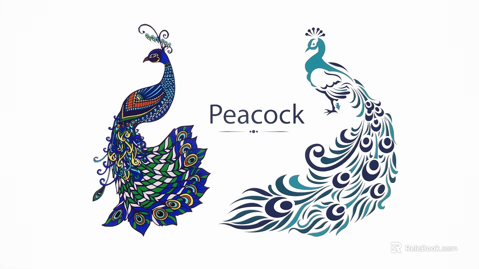 Ornate Peacock Art And Peacock Silhouette Design 3d model 