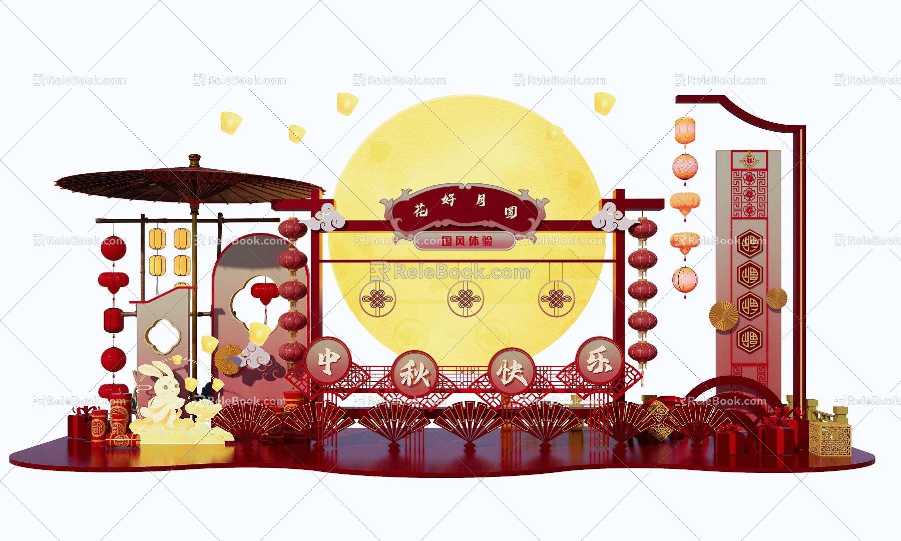 New Chinese Mid-Autumn Festival Beauty Chen Display Design Red Beauty Chen 3d model