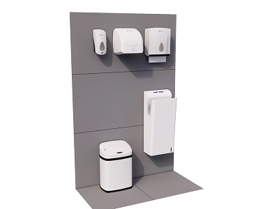 Commercial Restroom Equipment Including Hand Dryer Paper Towel Dispenser Soap Dispenser And Waste Bin 3d model
