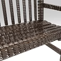 Dark Brown Woven Outdoor Leisure Bench With Armrests And Striped Woven Design