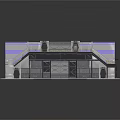 Industrial Building Structure With Metal Frame Gray Exterior Stairs Platform And Blue Stripes
