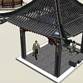 Chinese traditional pavilion models with various colored roofs and styles for architectural display and collection