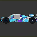 Blue Racing Car With Streamlined Design Purple White Patterns And Aerodynamic Features 3d model