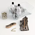 Bathroom Small Accessories Organized with Storage Box Cleaning Bottles Clothespins Brush and Cloth