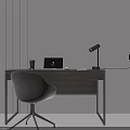 Modern Home Office Desk With Laptop Table Lamp Mug And Minimalist Wall