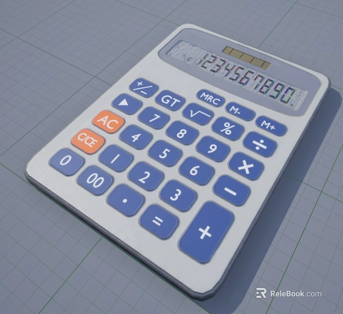 Practical Office Electronic Calculator With Solar Panel Functional Keys And Digital 3d model 