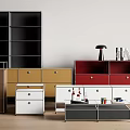 Modern Multi Colored Decorative Cabinets With Various Designs And Shelves 3d model