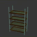 Wooden Multi Tier Storage Shelf With Metal Frame And Open Design