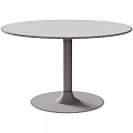 Modern Round Black Dining Table With Sleek Pedestal Base And Smooth Surface Design 3d model
