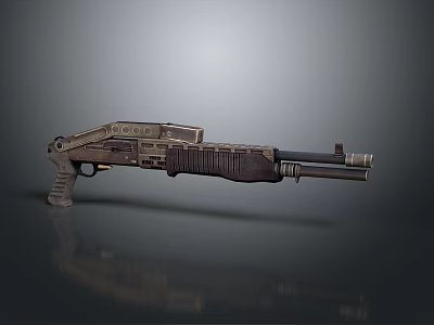 Vintage Tactical Shotgun With Industrial Metal Finish And Retro Wooden Stock Design 3d model