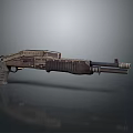 Vintage Tactical Shotgun With Industrial Metal Finish And Retro Wooden Stock Design