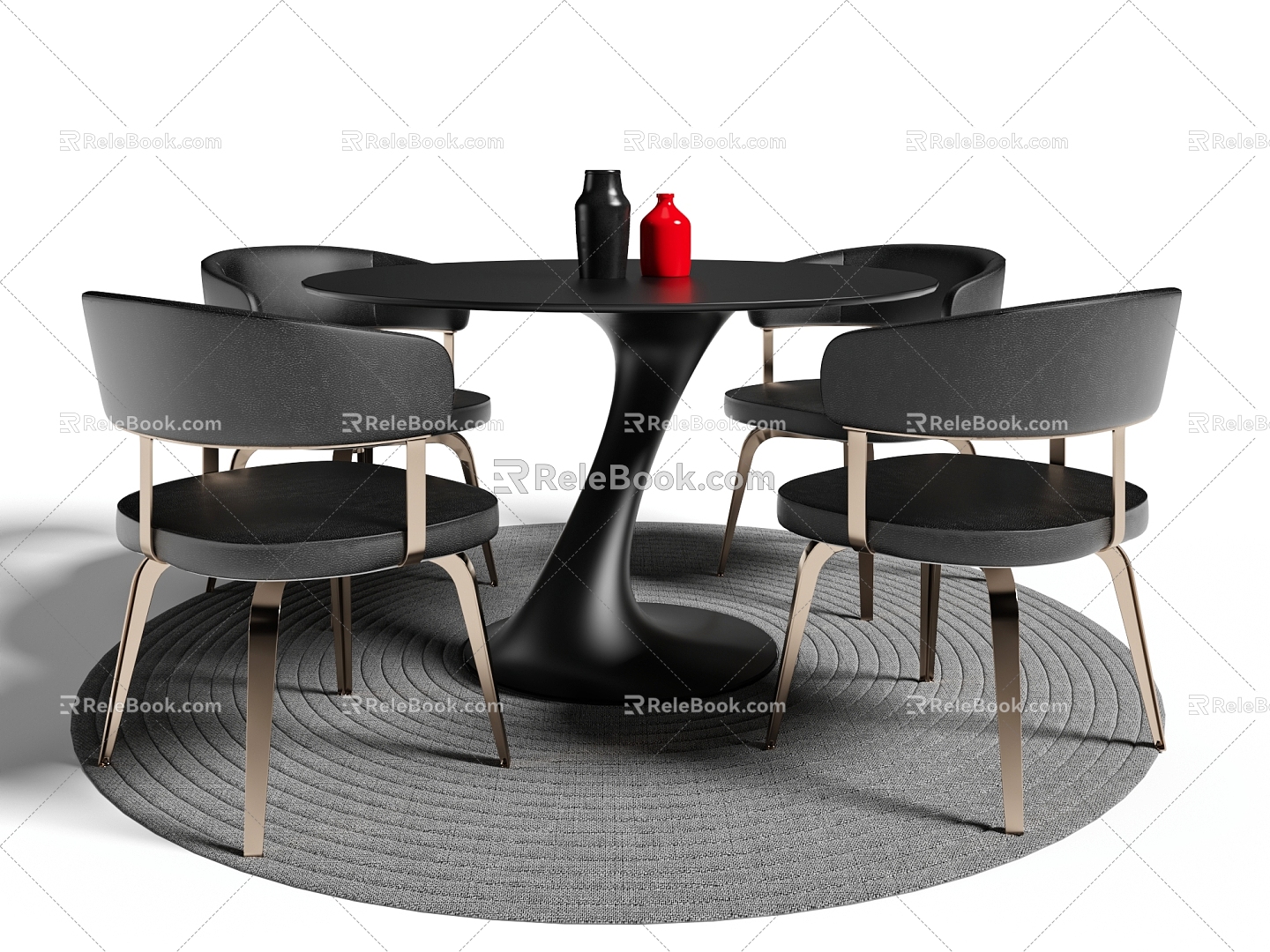 Modern Dining Table and Chair Combination Round Dining Table Dining Chair 3d model