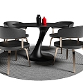 Modern Dining Table and Chair Combination Round Dining Table Dining Chair 3d model