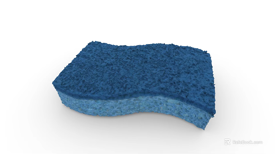 Blue Household Cleaning Sponge With Dual Layer Soft Texture For Daily Kitchen Use 3d model