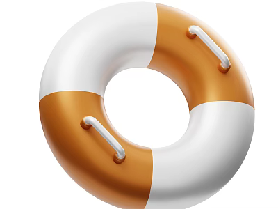 Detailed Sculpture Carving Of Orange And White Swim Ring With Decorative Handles 3d model