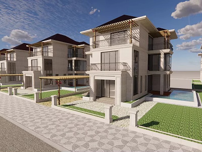 Modern single-family villa single-family villa residence 3d model