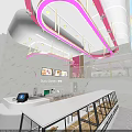 Modern Pink Bakery Storefront With Glass Windows And Decorative Design Elements 3d model