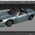 Blue Convertible Ferrari Sports Car With Brown Leather Seats And Shiny Exterior